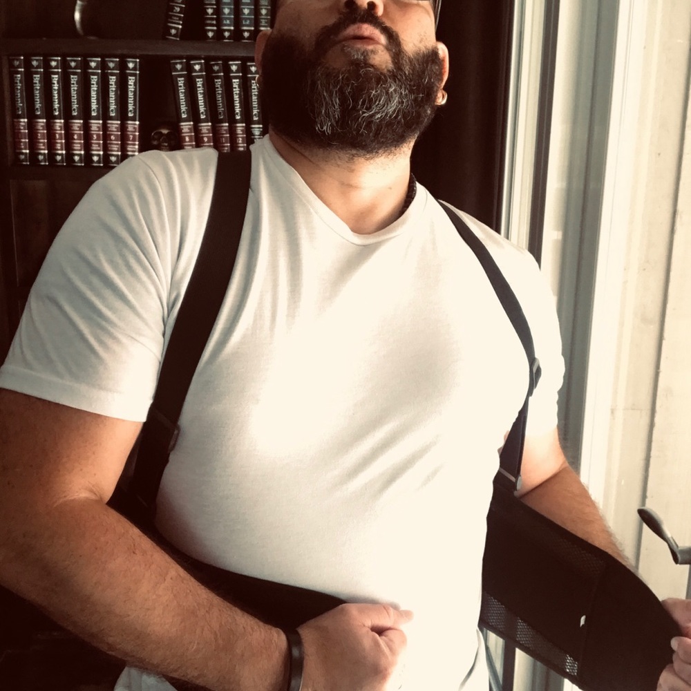 SUPER stylish, Black back brace w/suspenders.